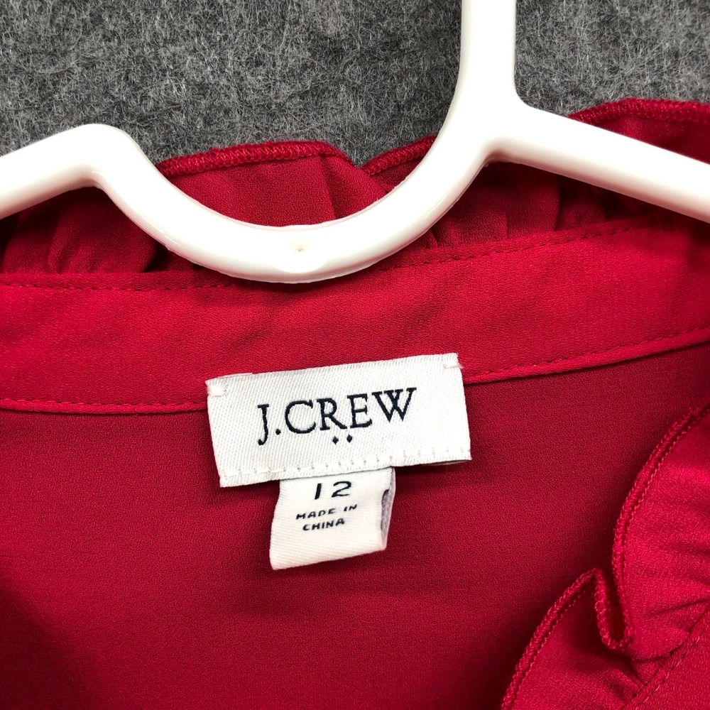 J.Crew Ruffle Collar Button Front Blouse Women 12 Pink Long Sleeve Casual Work - Picture 5 of 8